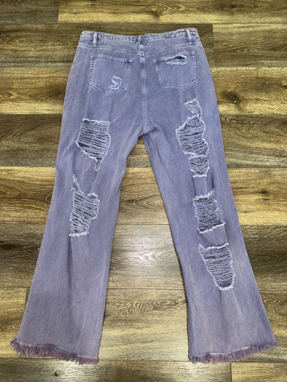 Fashion Nova Just For You Non Stretch Ripped Wide Leg Jean in Purple Size 18 💜 - Picture 2 of 9